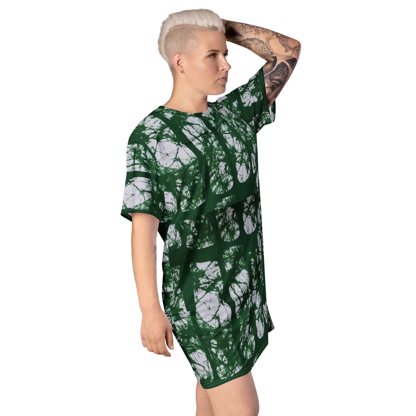 Green Adire T-shirt Dress