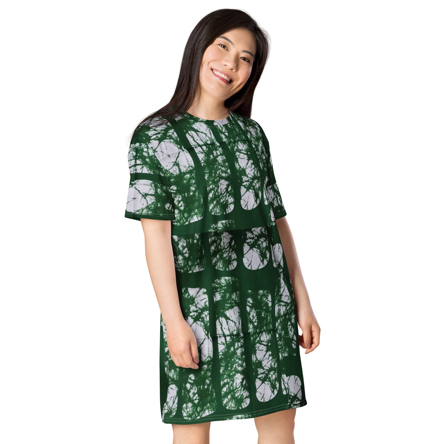 Green Adire T-shirt Dress