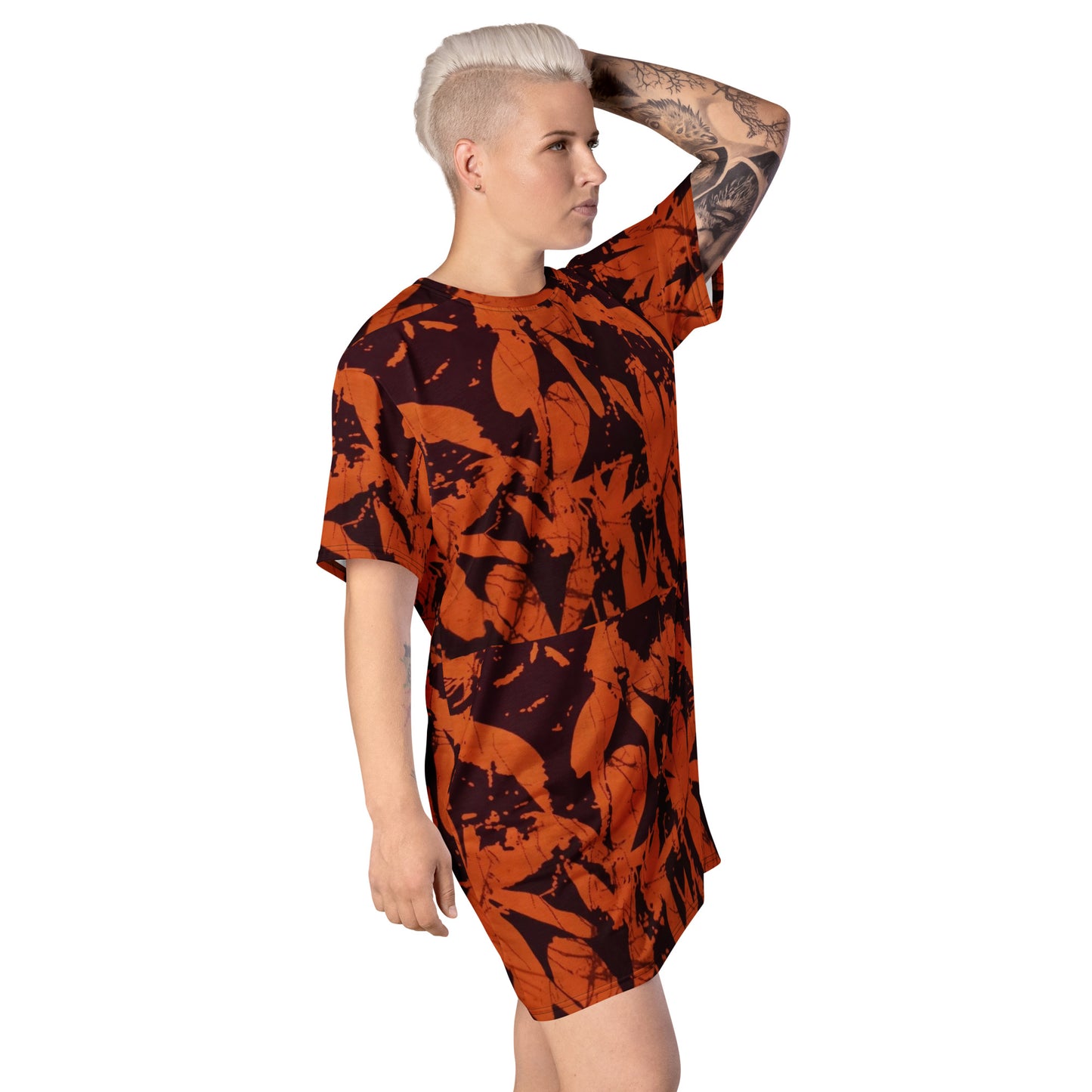 Orange Adire T-shirt Dress