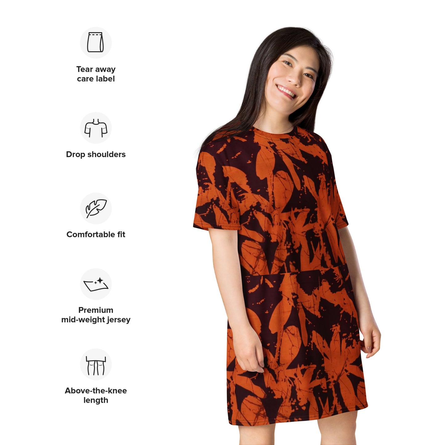 Orange Adire T-shirt Dress