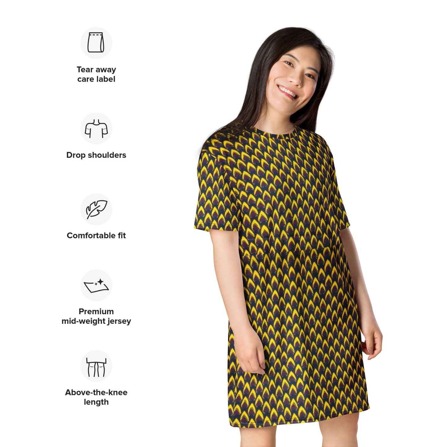 Yellow Flame Ankara T-shirt Dress