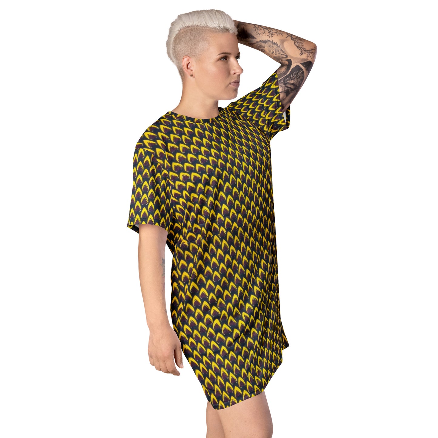 Yellow Flame Ankara T-shirt Dress