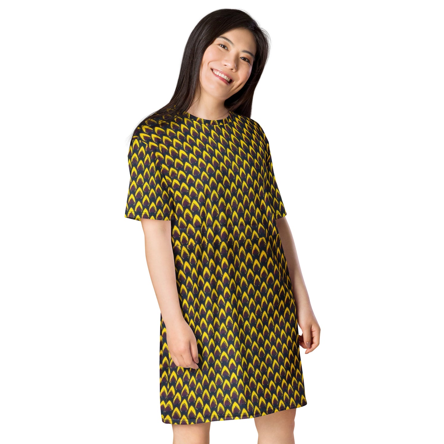 Yellow Flame Ankara T-shirt Dress