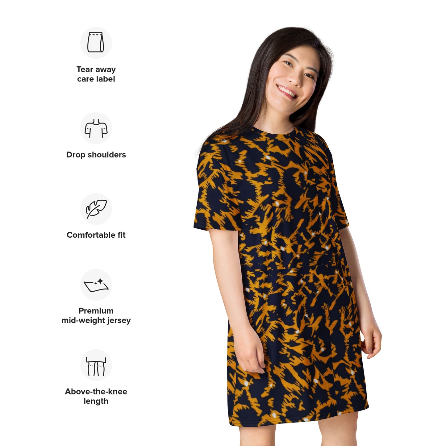 Yellow Leopard Ankara T-shirt Dress