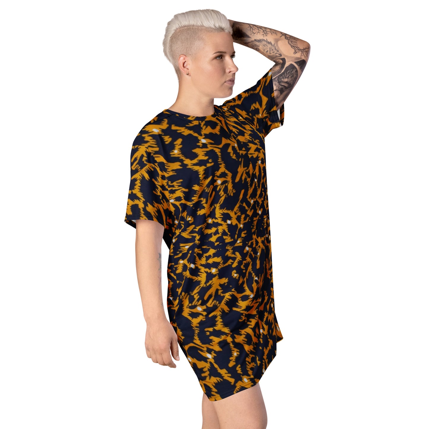 Yellow Leopard Ankara T-shirt Dress