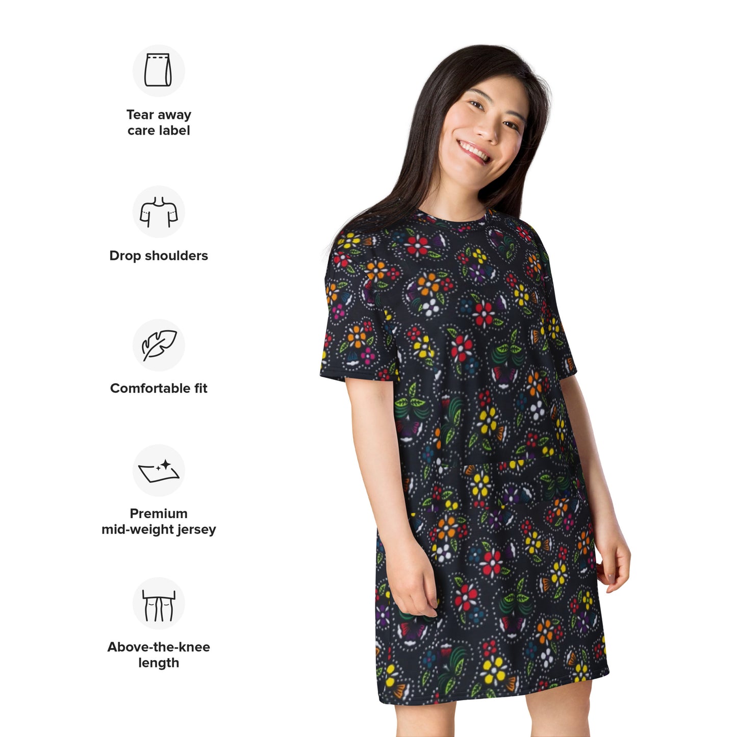 Multicolour Dark Ankara T-shirt Dress