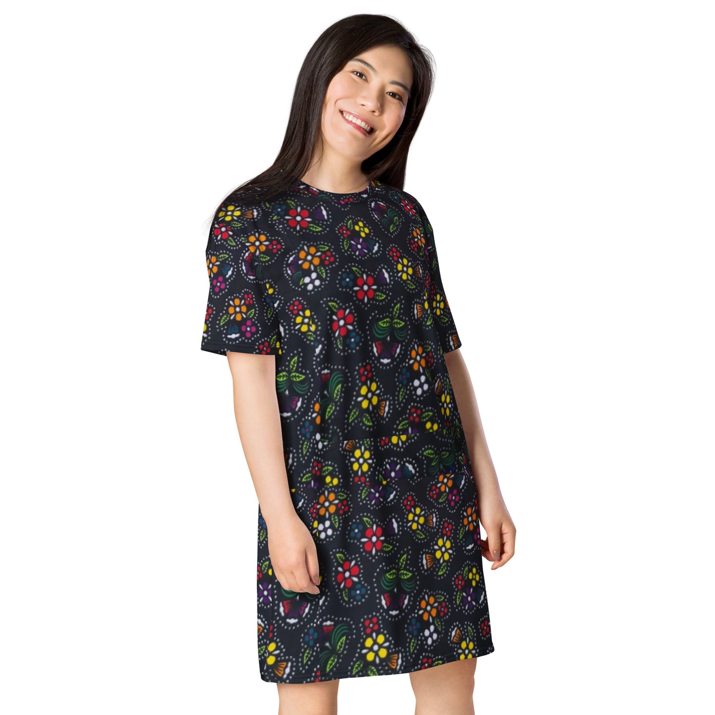 Multicolour Dark Ankara T-shirt Dress