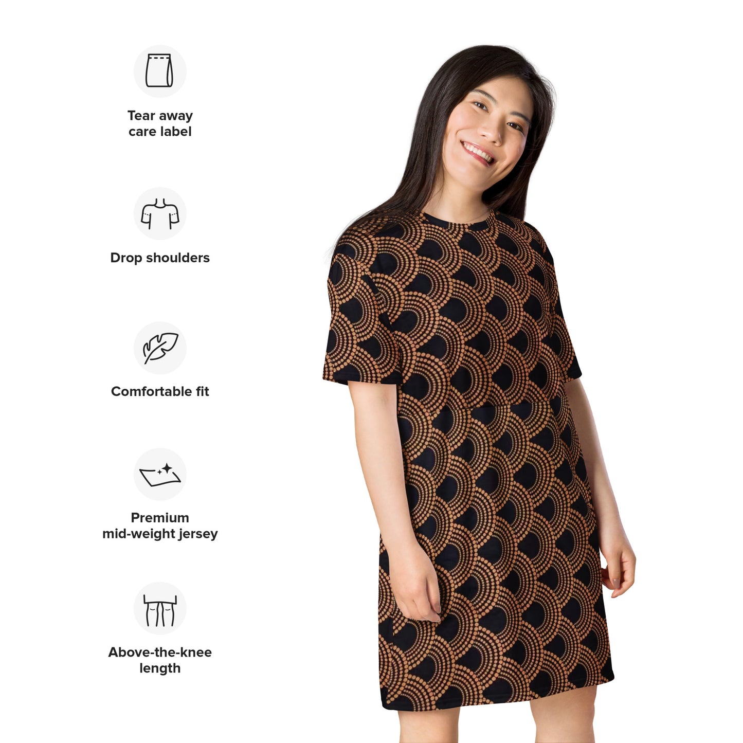 Brown Abstract Ankara T-shirt Dress