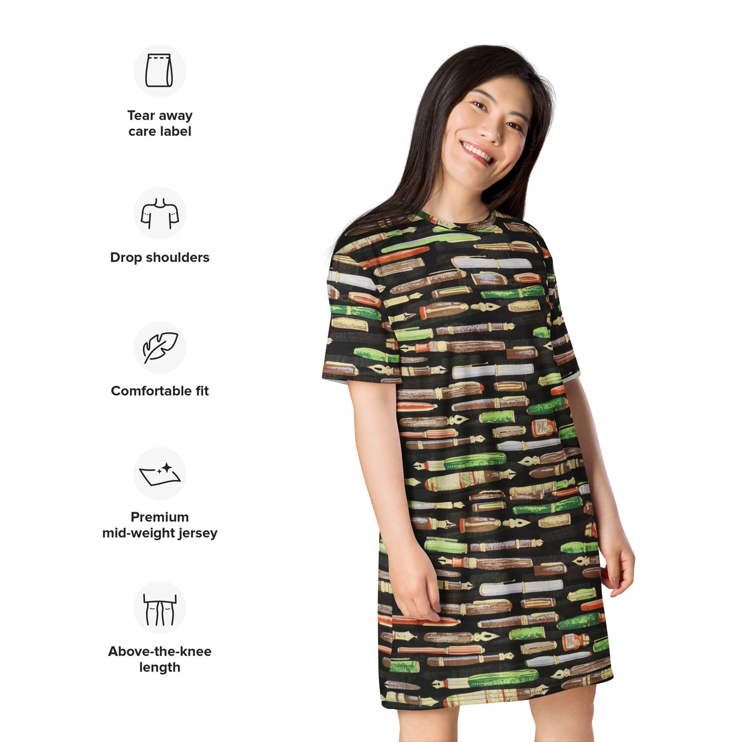 Green Pen Ankara T-shirt Dress