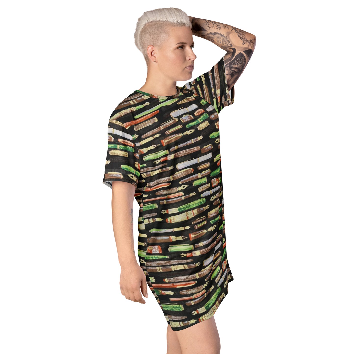 Green Pen Ankara T-shirt Dress