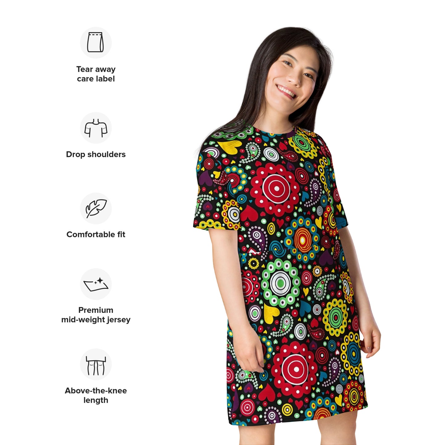 Multicolour Bloom Ankara T-shirt Dress