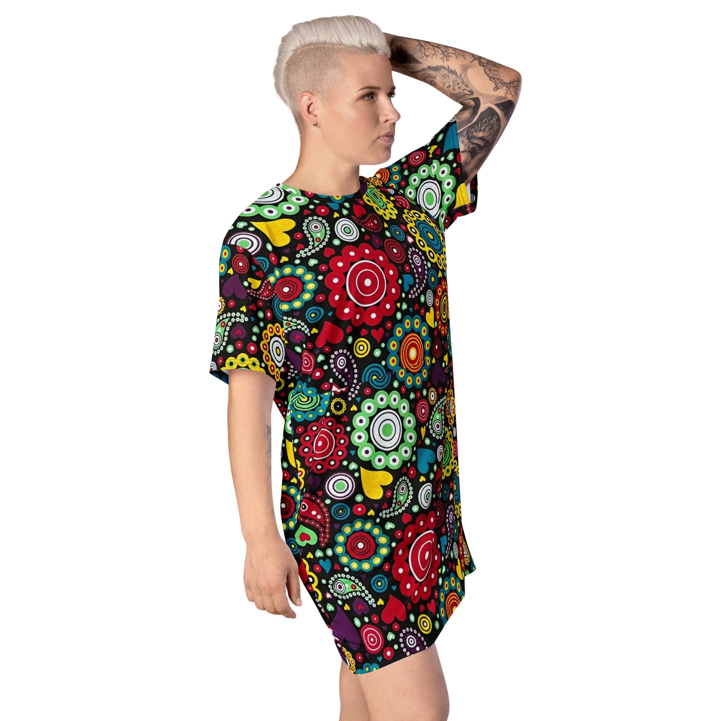 Multicolour Bloom Ankara T-shirt Dress