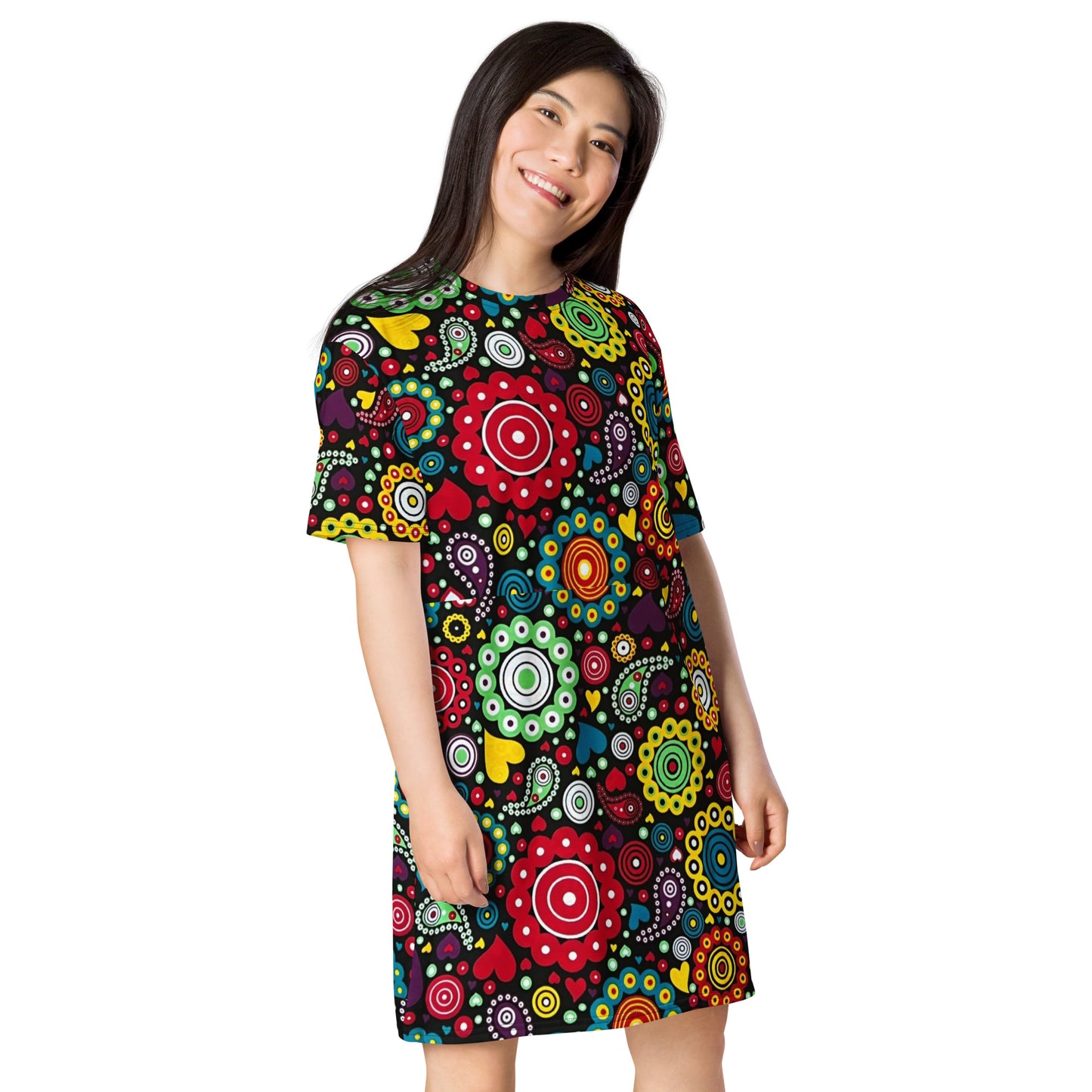 Multicolour Bloom Ankara T-shirt Dress