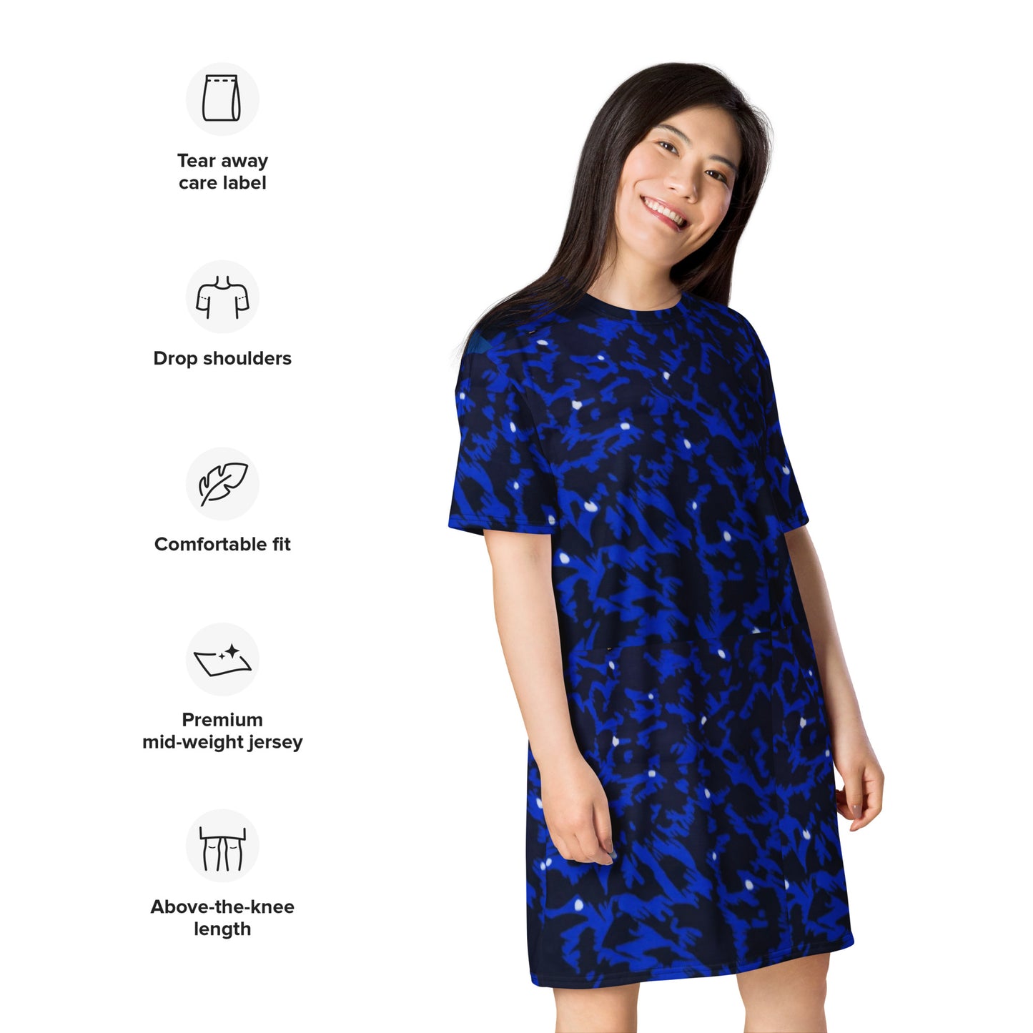 Blue Leopard Ankara T-shirt Dress