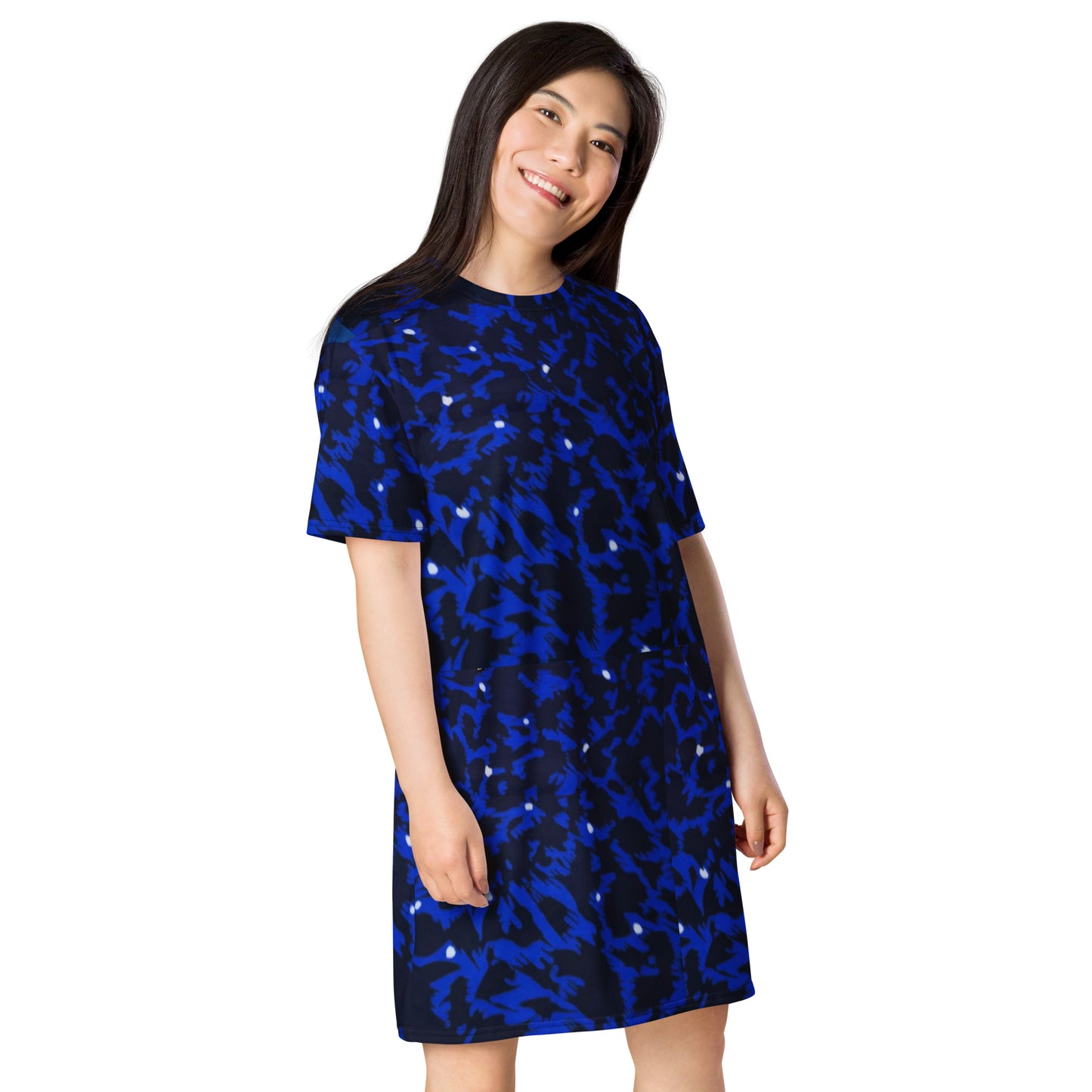 Blue Leopard Ankara T-shirt Dress