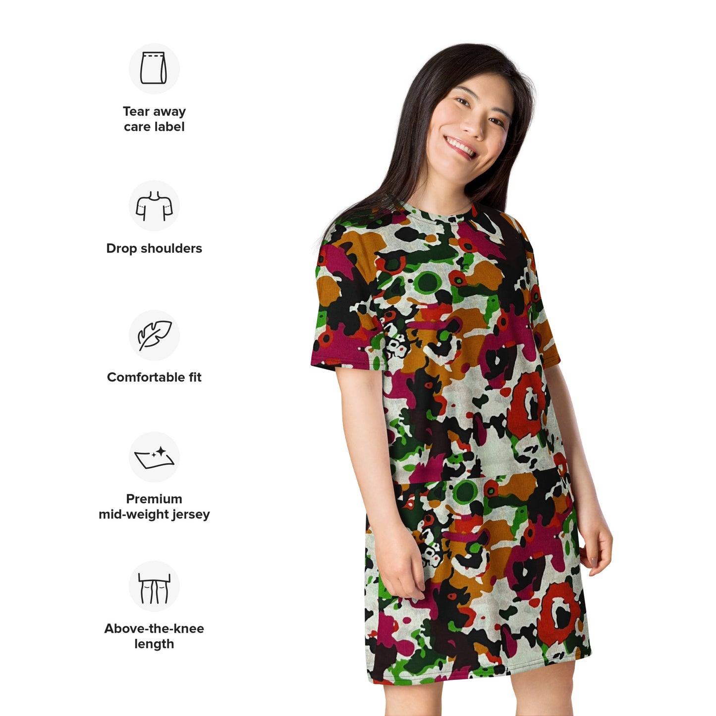 Multicolour Paint Ankara T-Shirt Dress