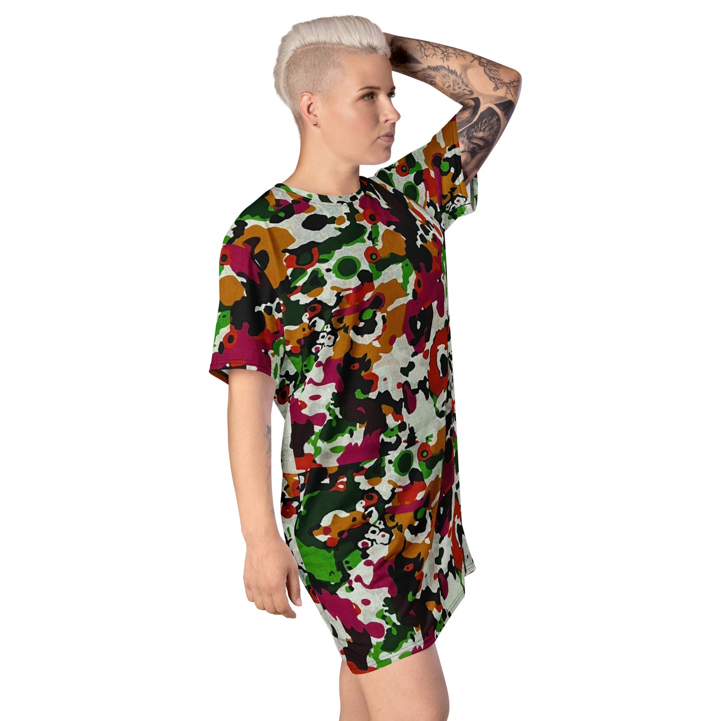 Multicolour Paint Ankara T-Shirt Dress