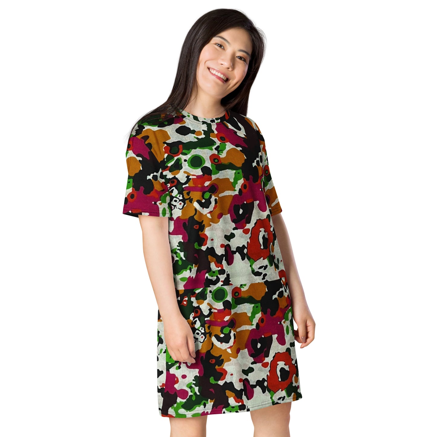 Multicolour Paint Ankara T-Shirt Dress