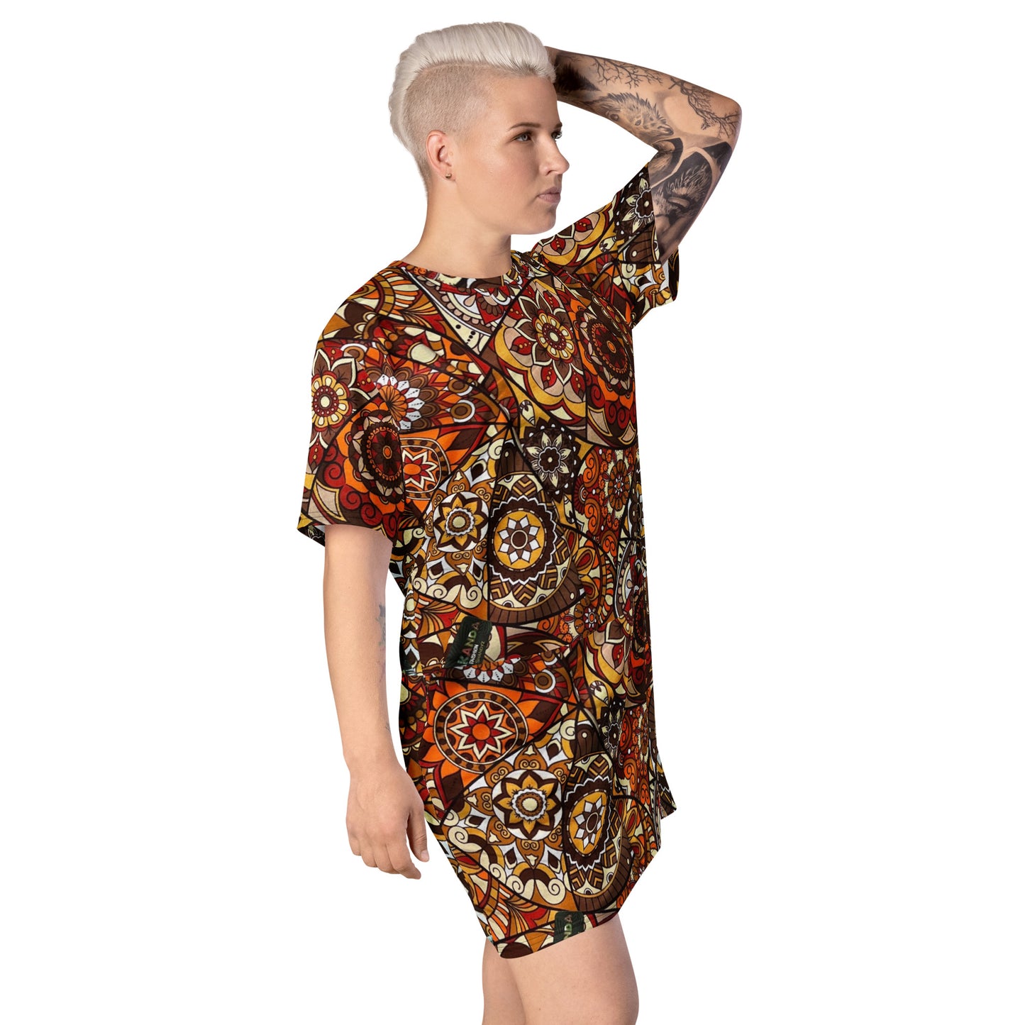 Multicolour Brown Ankara T-Shirt Dress