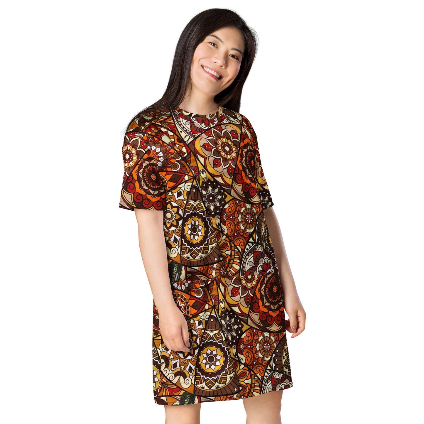 Multicolour Brown Ankara T-Shirt Dress