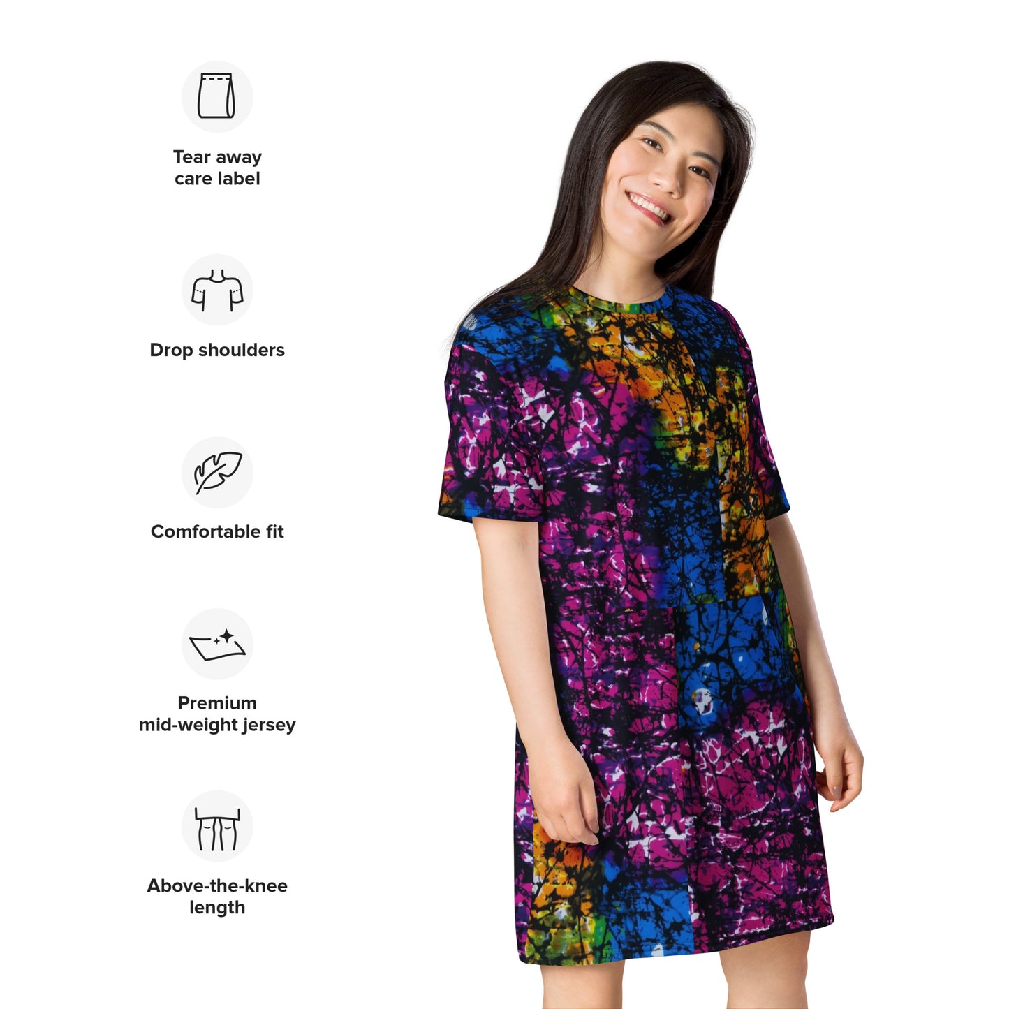 Multicolour Adire Ankara T-Shirt Dress