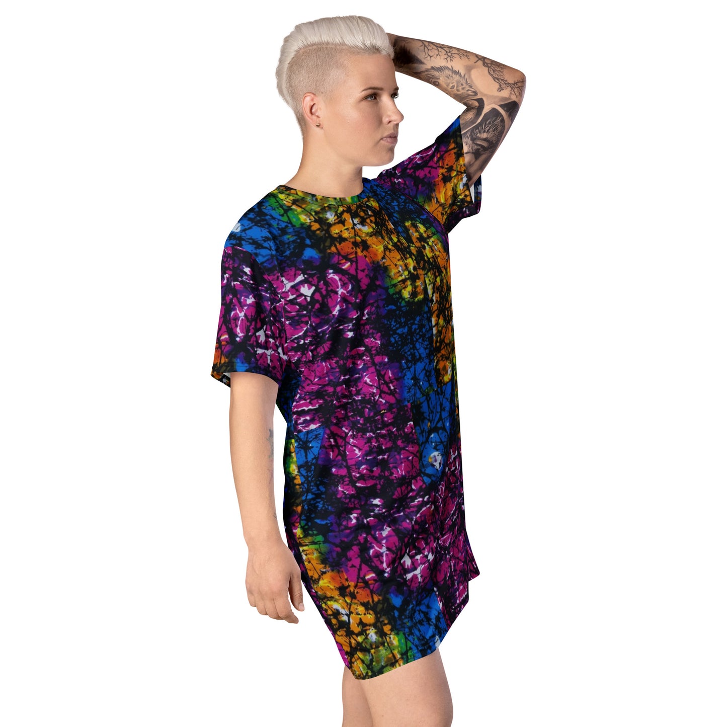 Multicolour Adire Ankara T-Shirt Dress