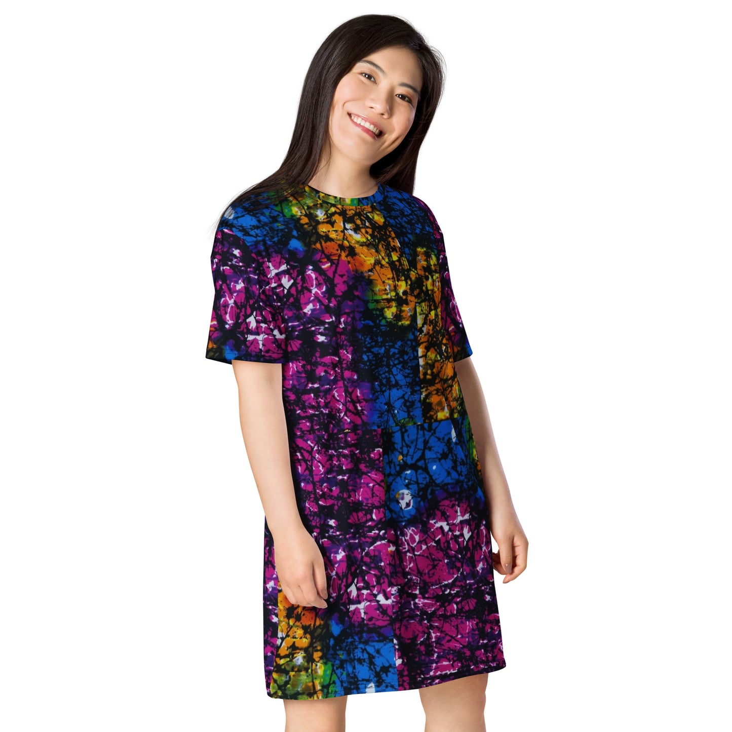 Multicolour Adire Ankara T-Shirt Dress