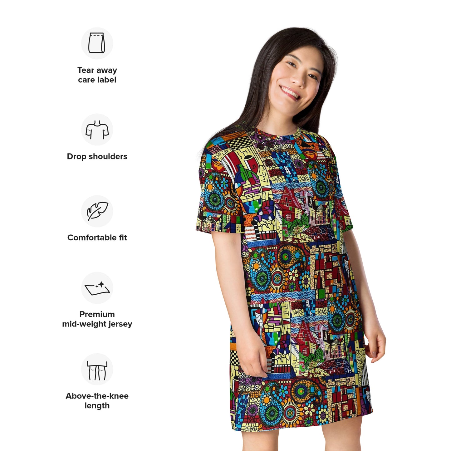 Colourful Artsy Ankara T-shirt Dress