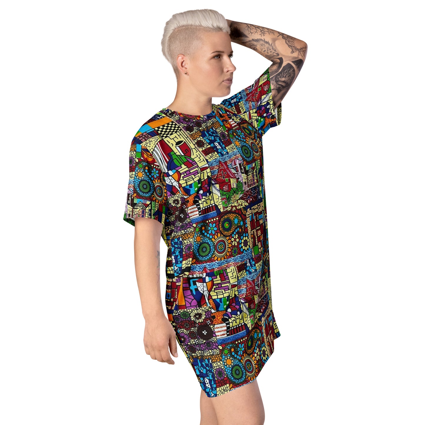 Colourful Artsy Ankara T-shirt Dress