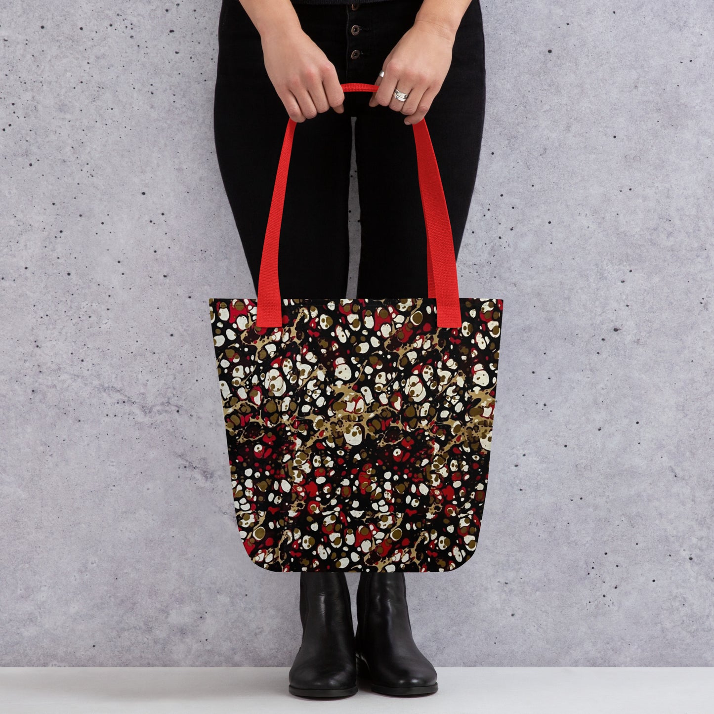 Red Abstract Adire Tote Bag