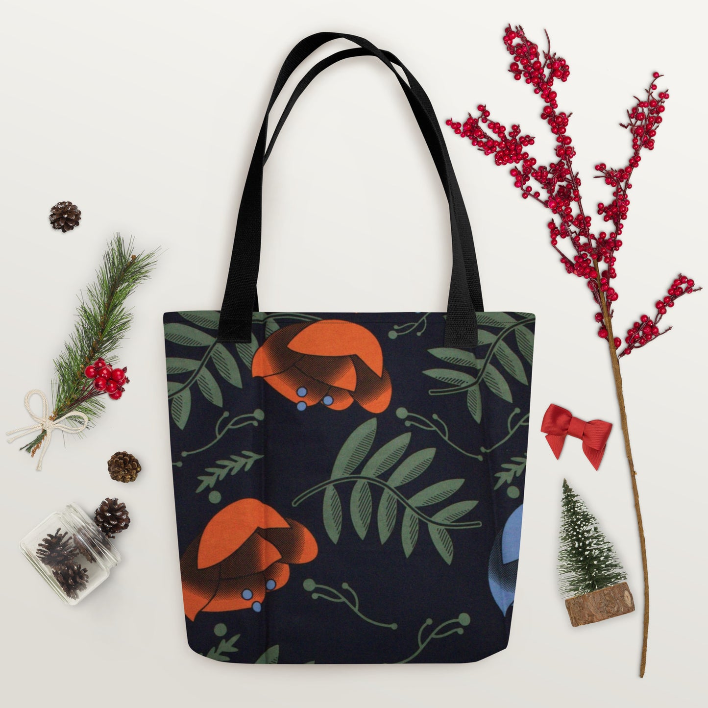 Winter Floral Tote Bag