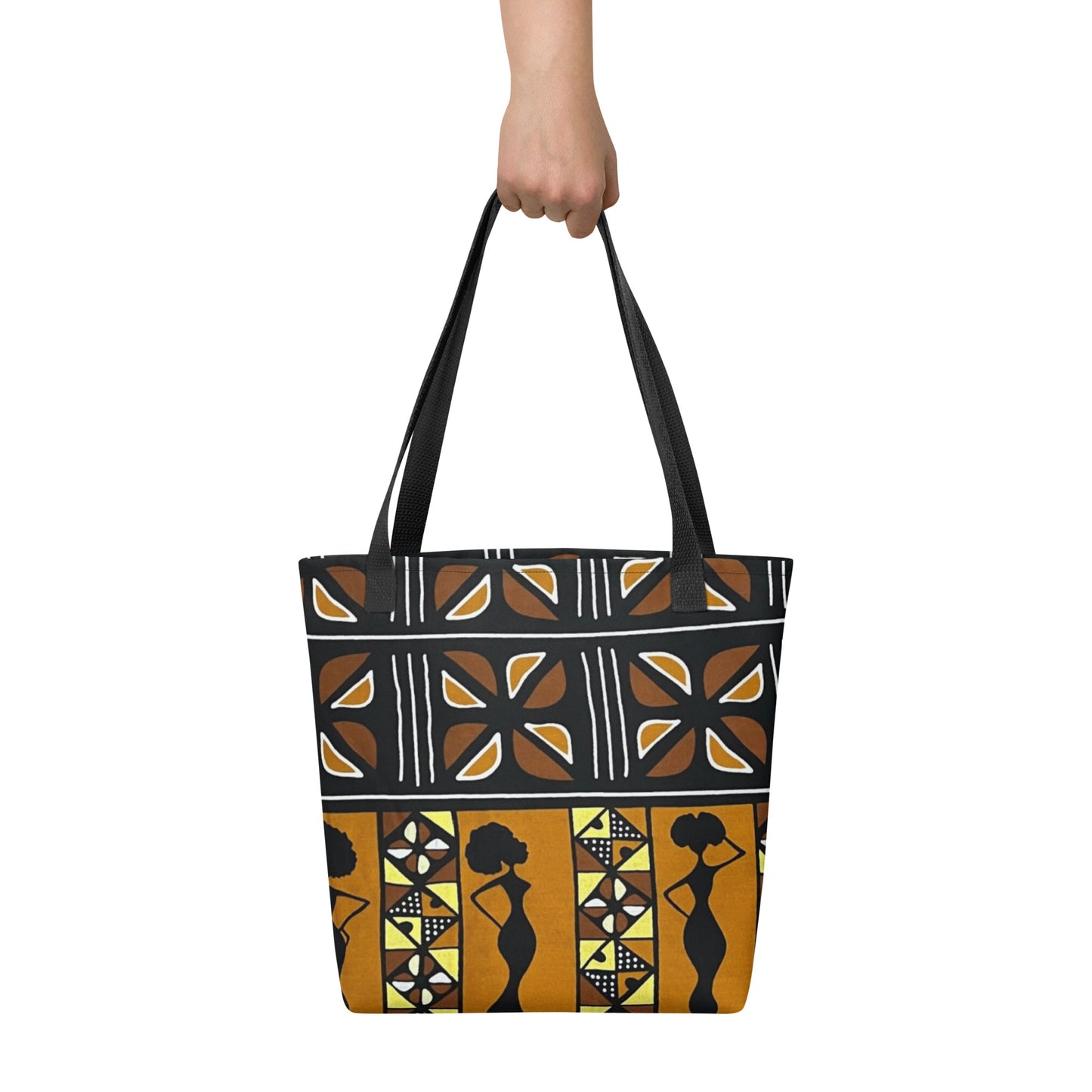 Ladies Black Brown Ankara Tote Bag