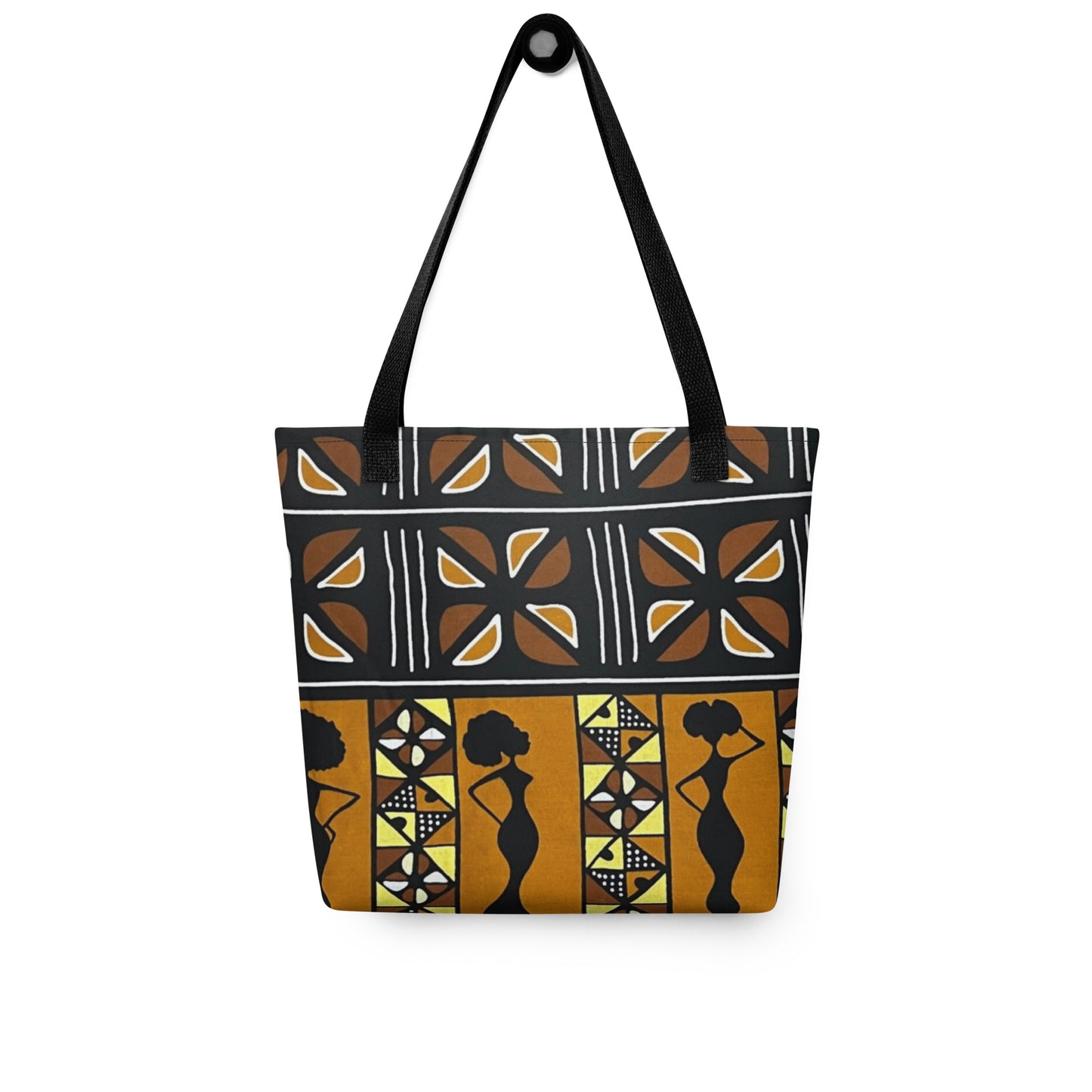 Ladies Black Brown Ankara Tote Bag