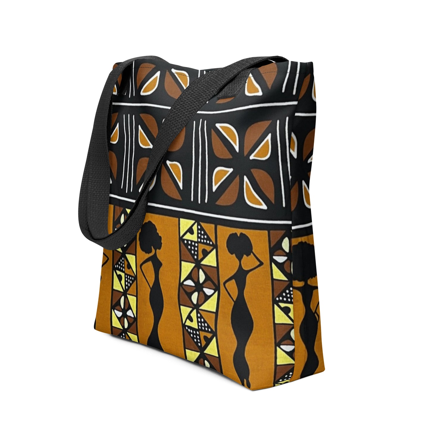 Ladies Black Brown Ankara Tote Bag