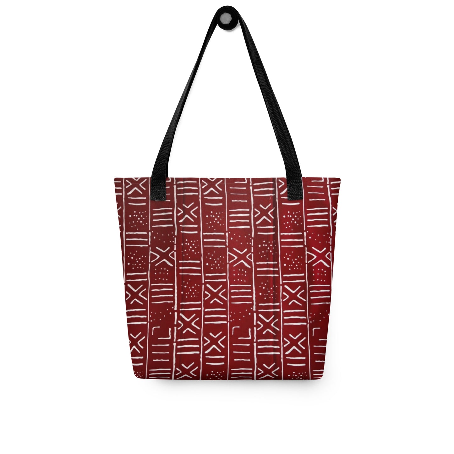 Red & White Print Tote Bag