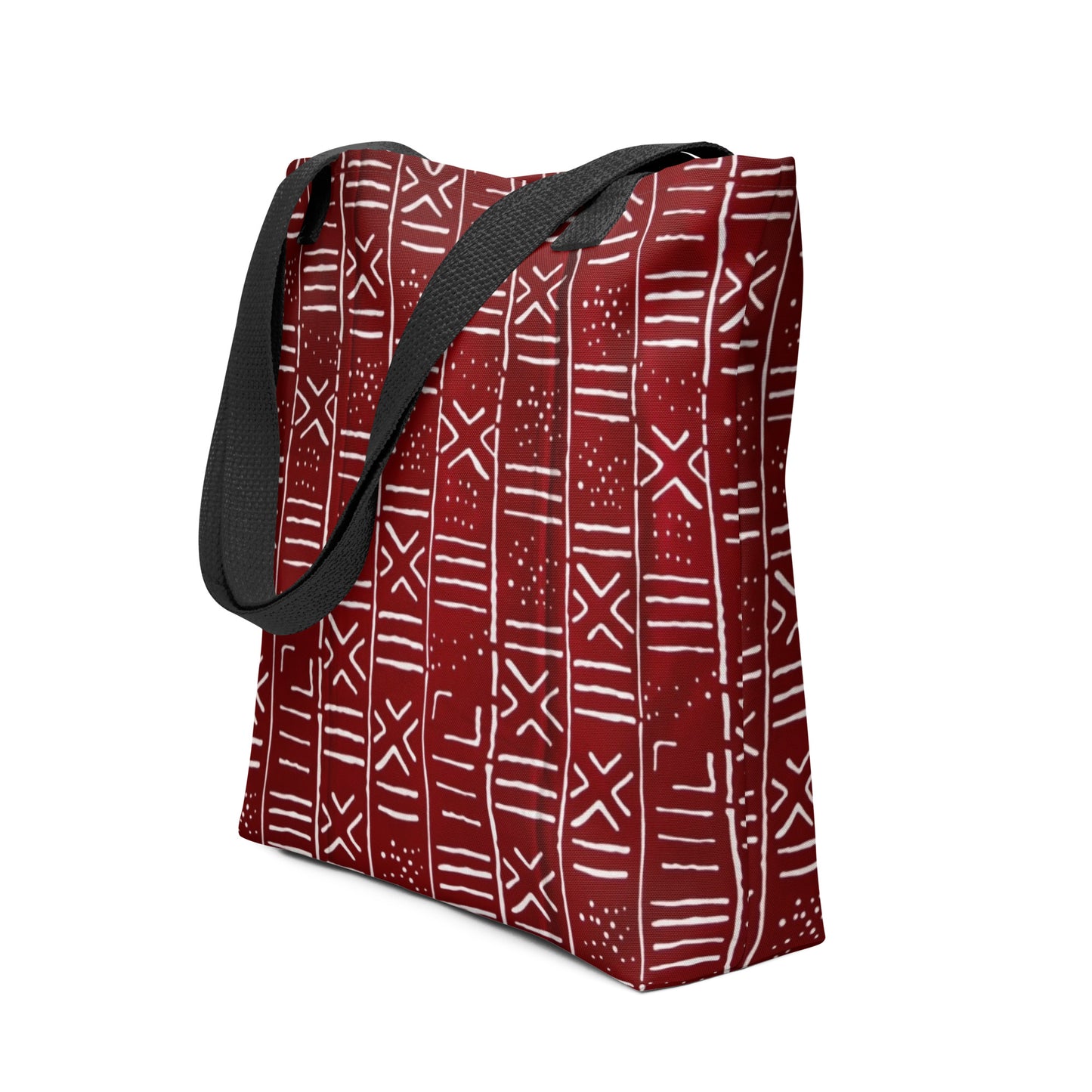 Red & White Print Tote Bag