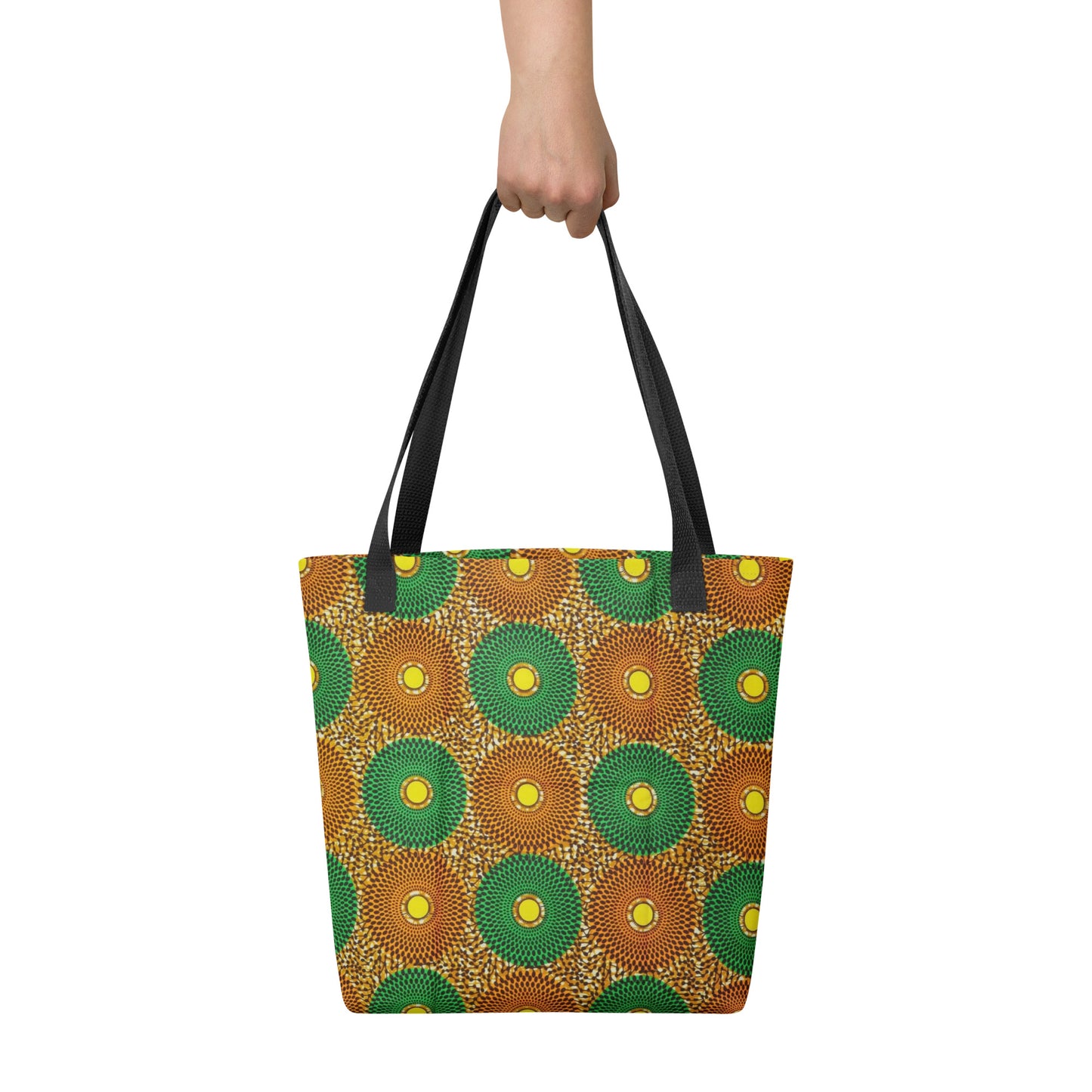 Green Peach Circles Tote Bag