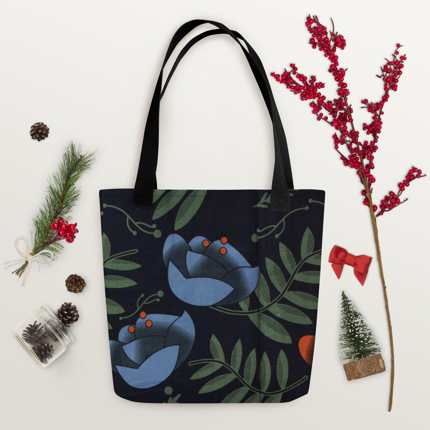 Winter Floral Tote Bag