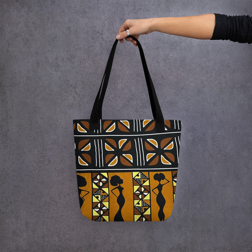 Ladies Black Brown Ankara Tote Bag