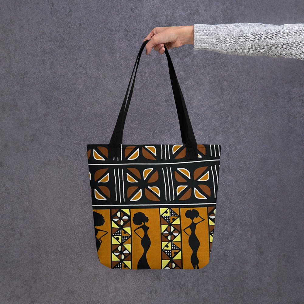 Ladies Black Brown Ankara Tote Bag