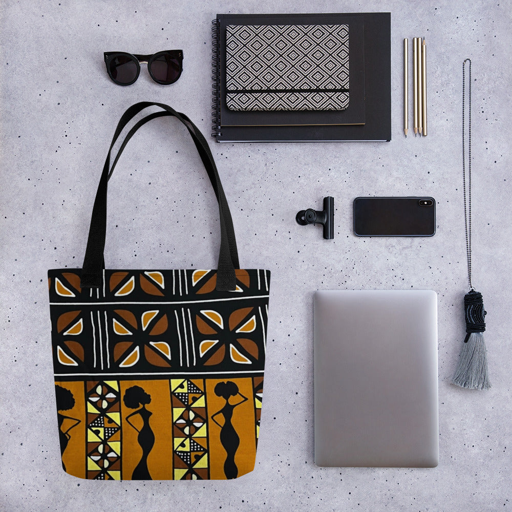 Ladies Black Brown Ankara Tote Bag