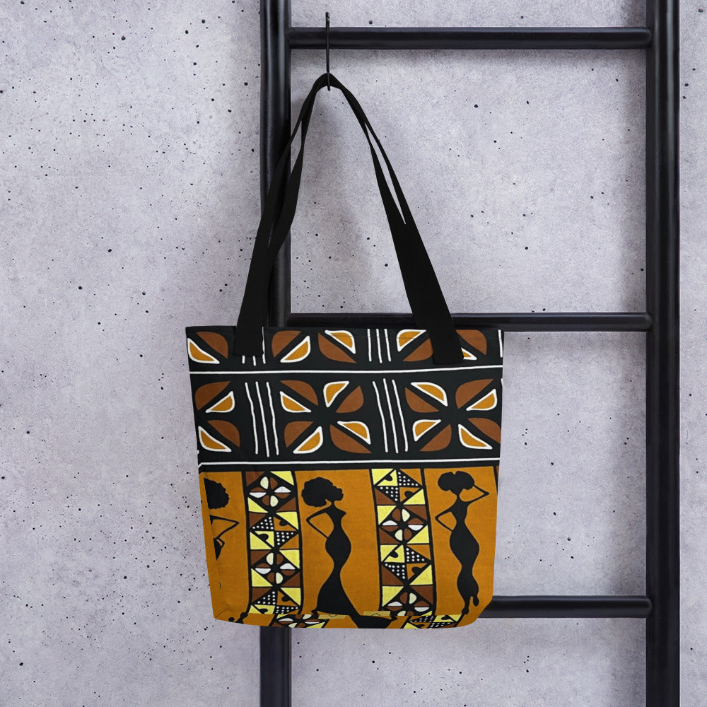 Ladies Black Brown Ankara Tote Bag