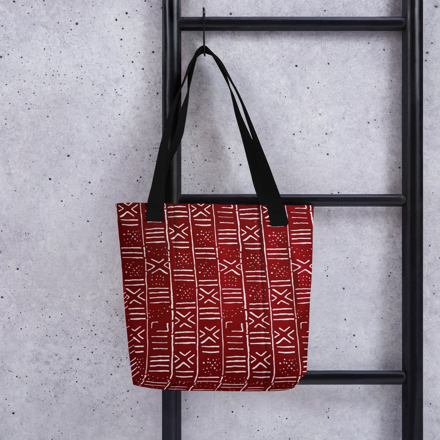 Red & White Print Tote Bag