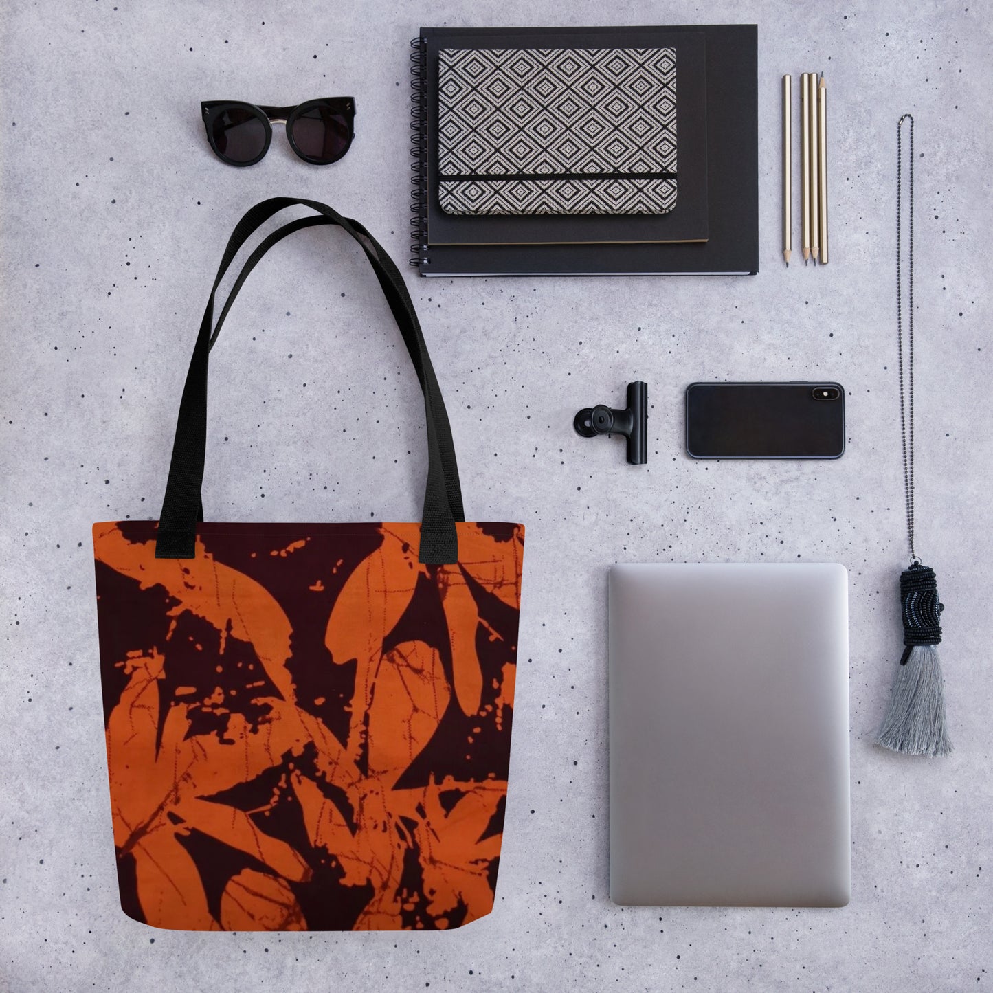 Orange Print Tote Bag