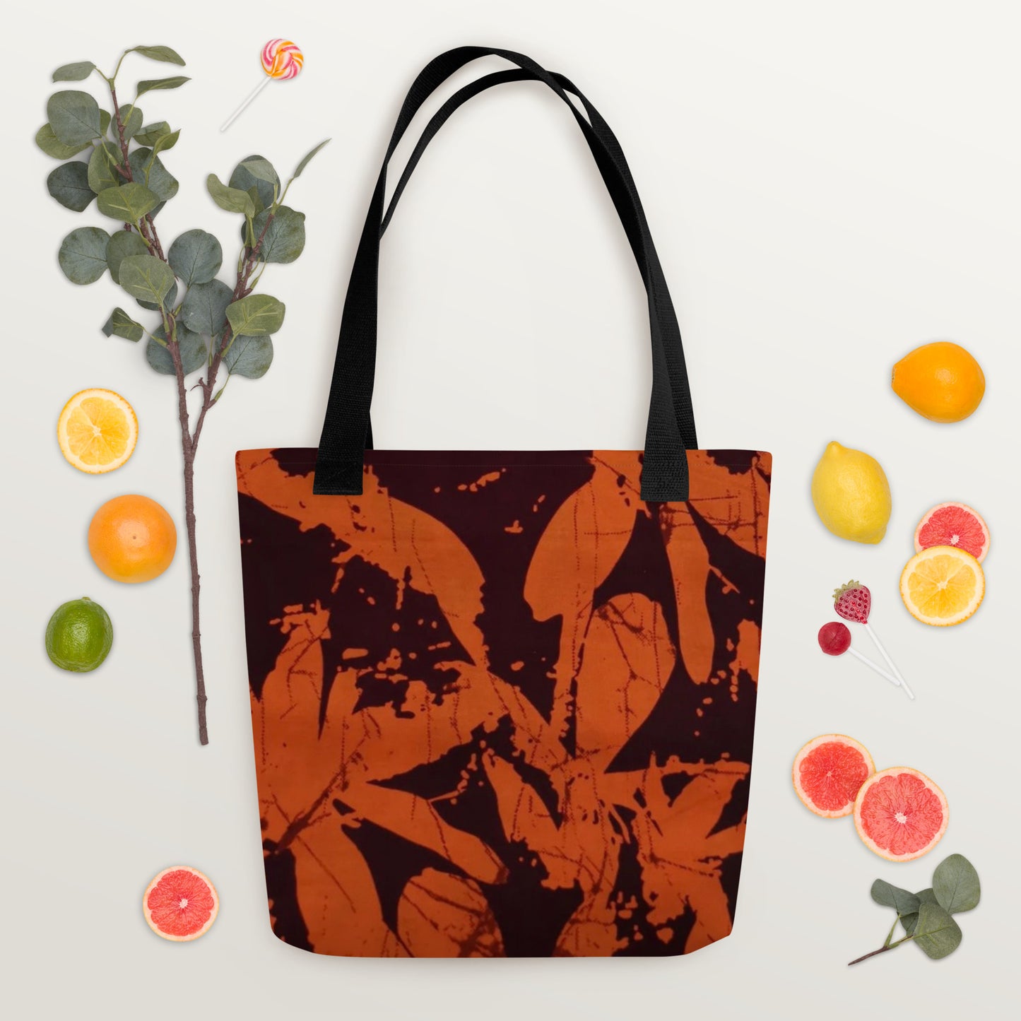 Orange Print Tote Bag