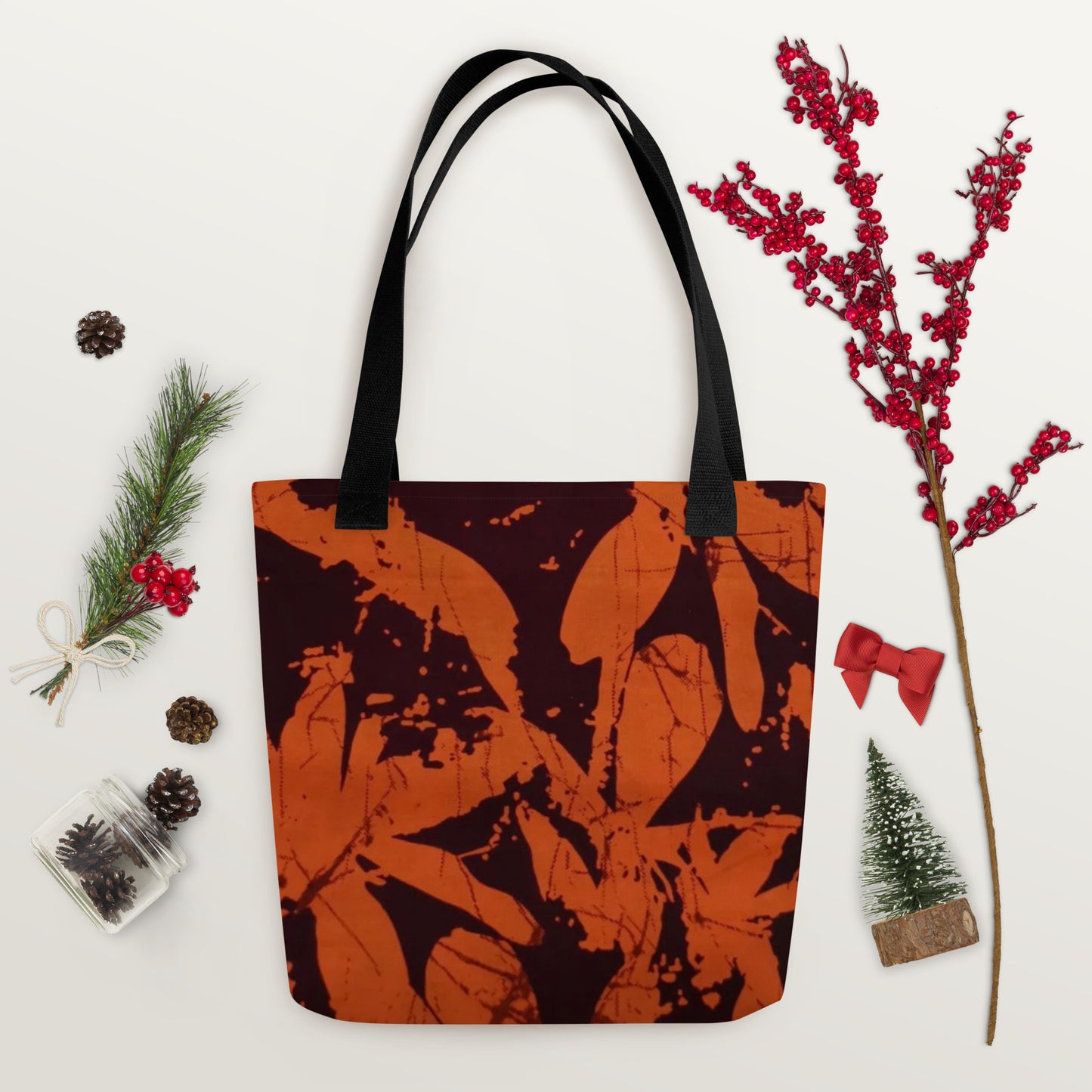 Orange Print Tote Bag