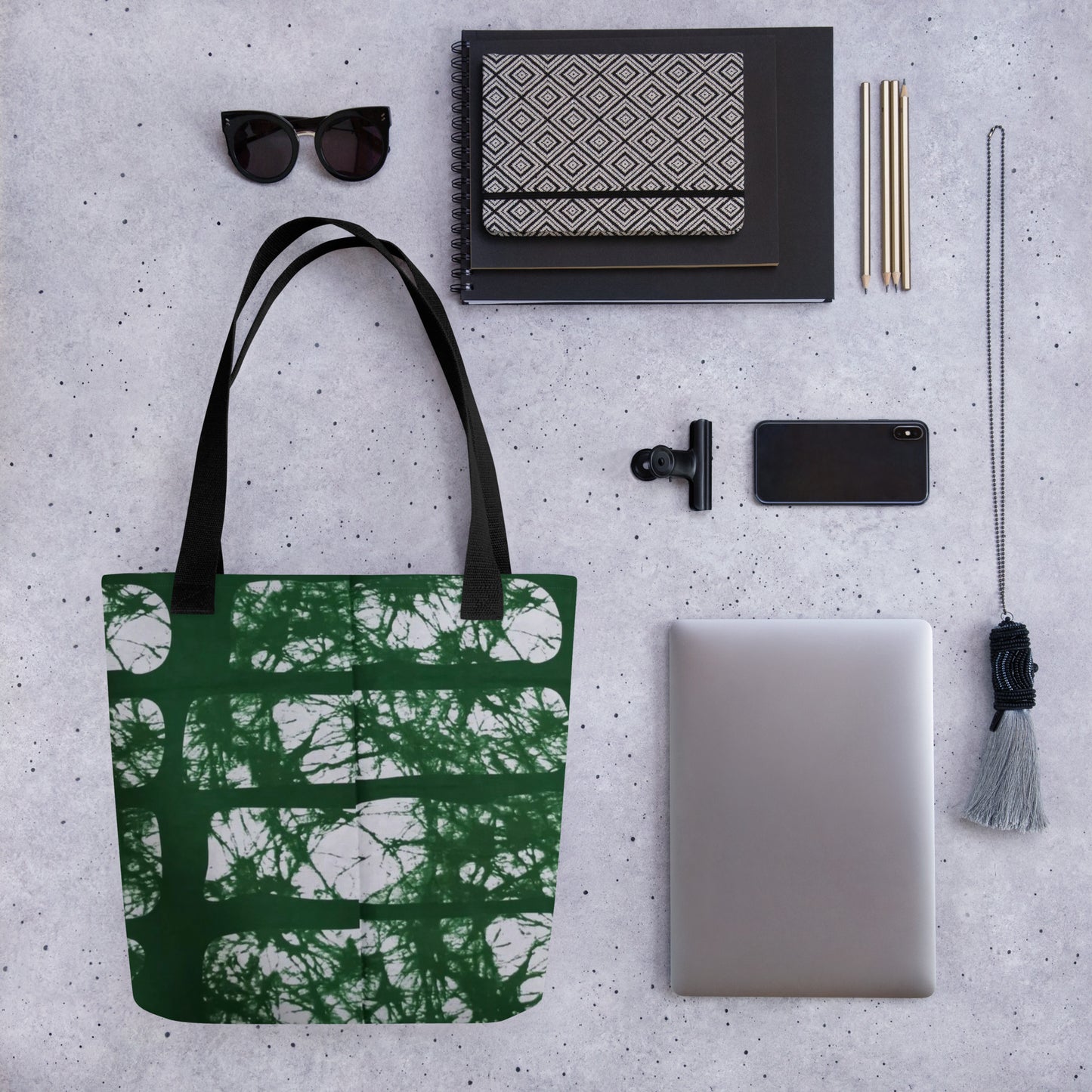 Green Print Tote Bag