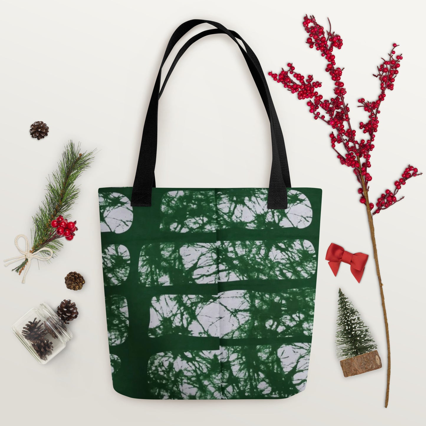 Green Print Tote Bag