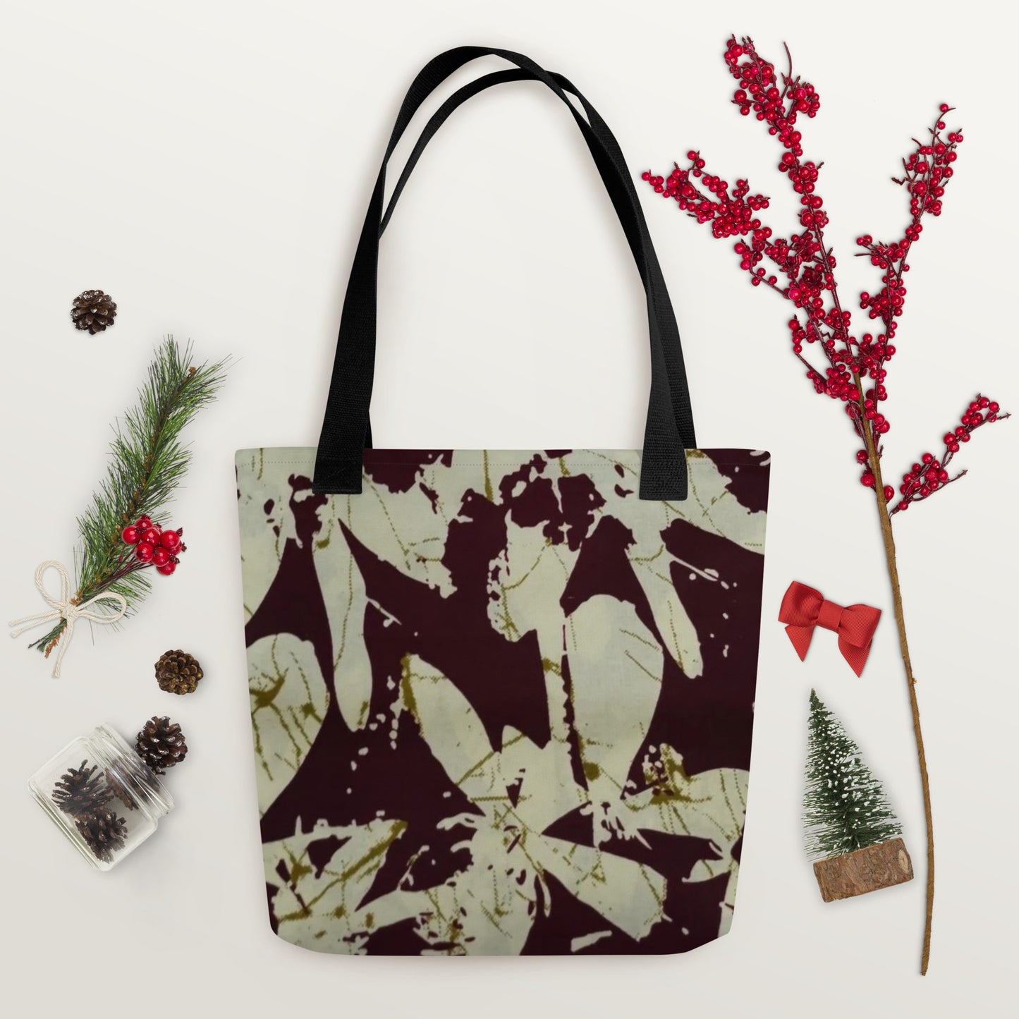 Brown Print Tote Bag