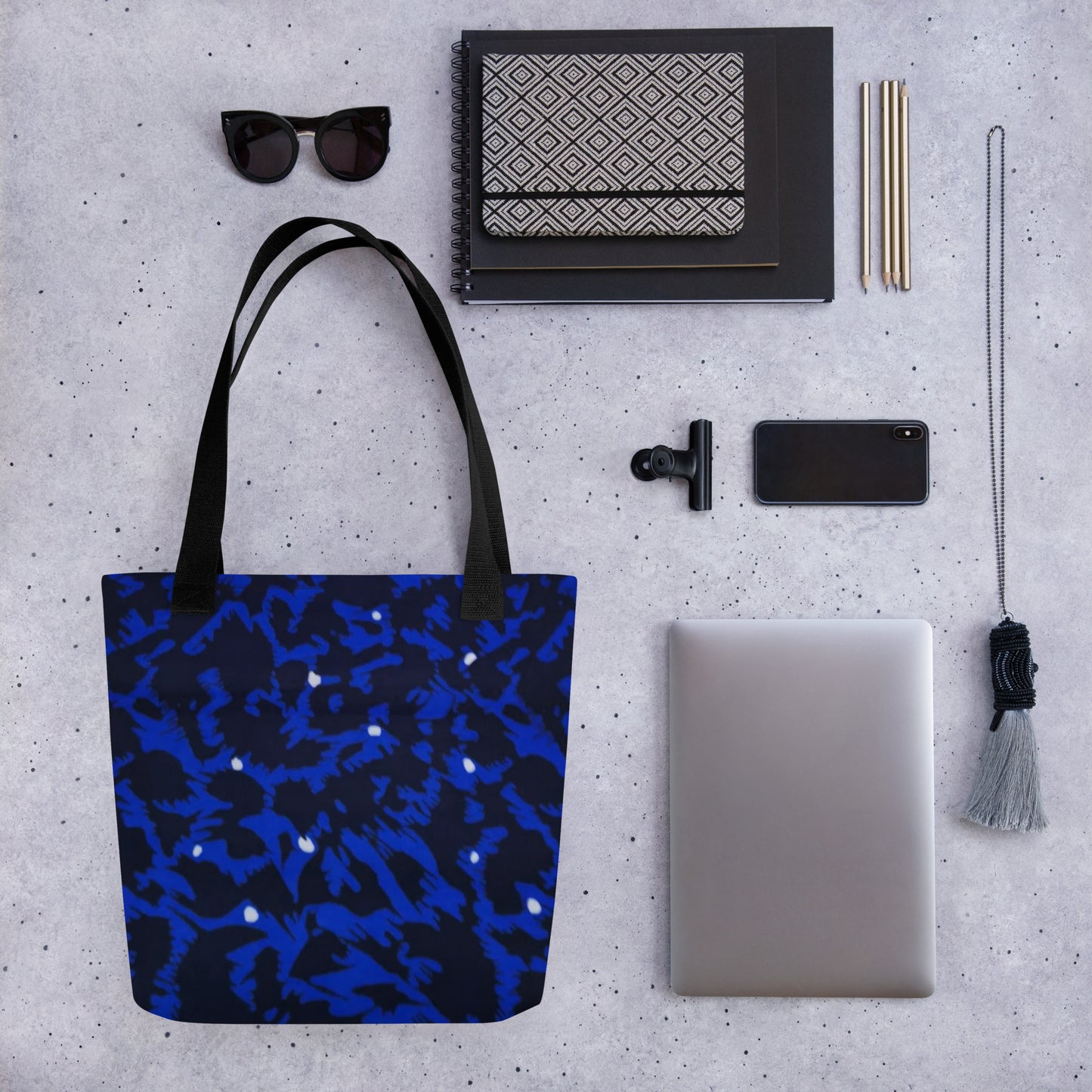 Blue Leopard Tote Bag